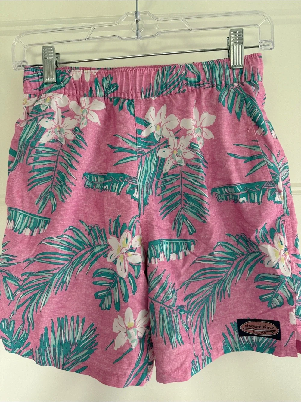 Vineyard Vines Pink Floral Palm Swim Shorts